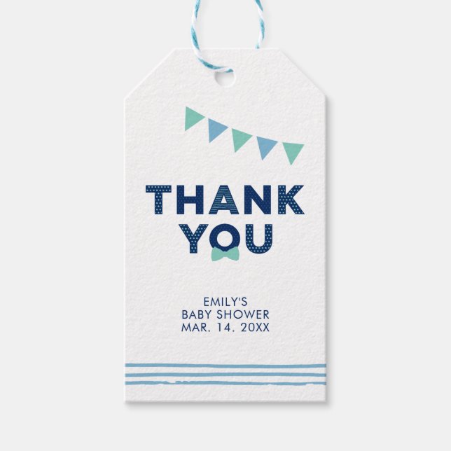 Mint & Navy | Tack för modern babyskor Presentetikett (Framsidan)