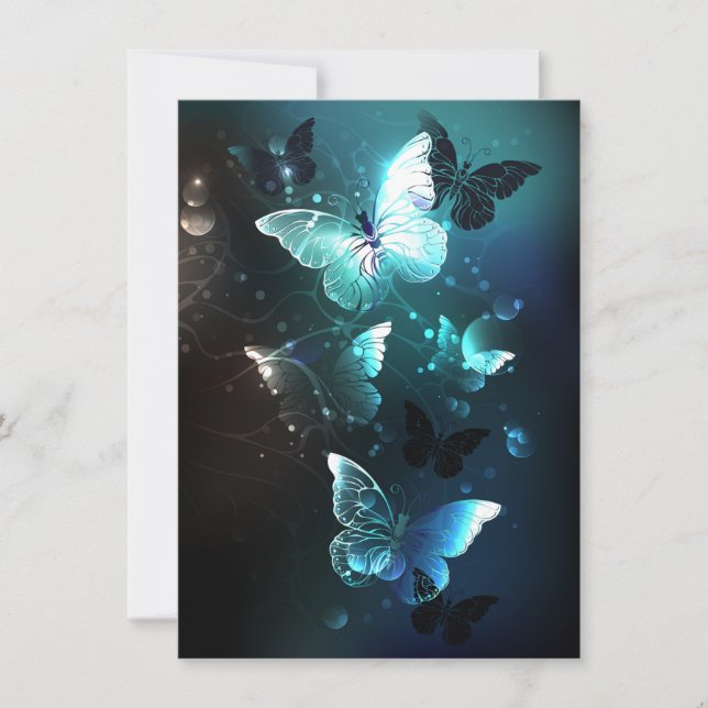 Mint Night Butterflies Anteckningskort (Framsida)
