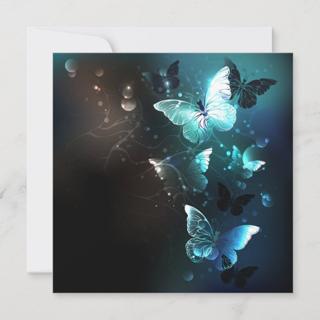Mint Night Butterflies Anteckningskort (Framsida)