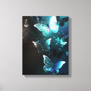 Mint Night Butterflies Canvastryck