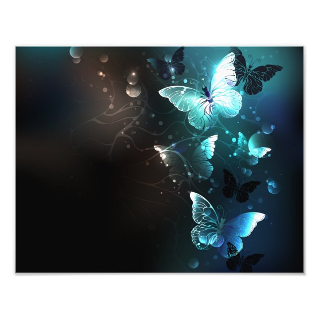 Mint Night Butterflies Fototryck (Framsidan)