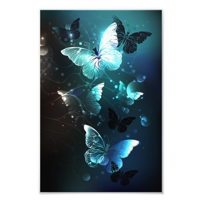 Mint Night Butterflies Fototryck (Framsidan)