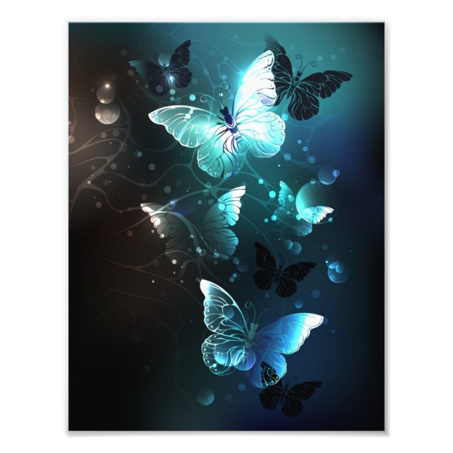 Mint Night Butterflies Fototryck (Framsidan)