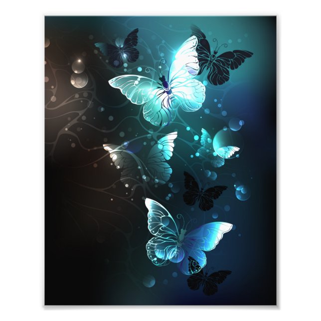 Mint Night Butterflies Fototryck (Framsidan)