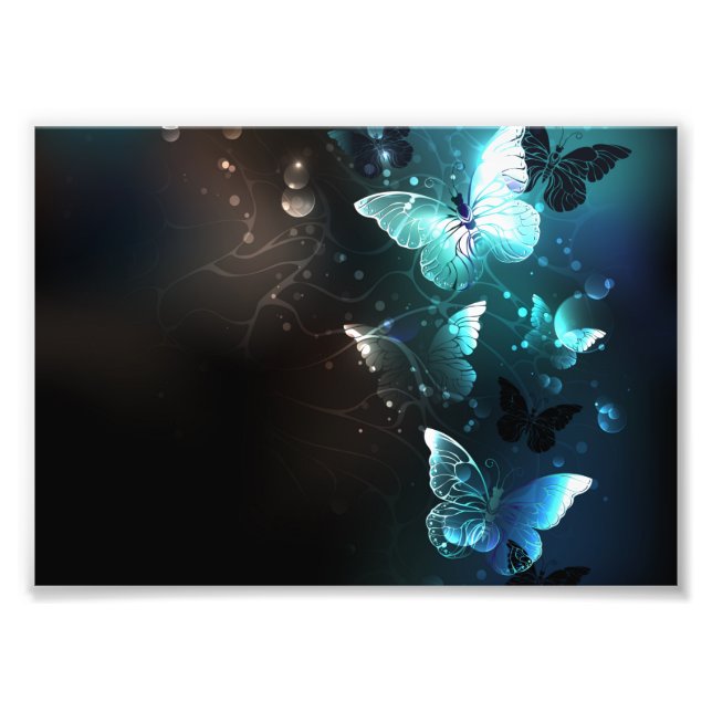 Mint Night Butterflies Fototryck (Framsidan)