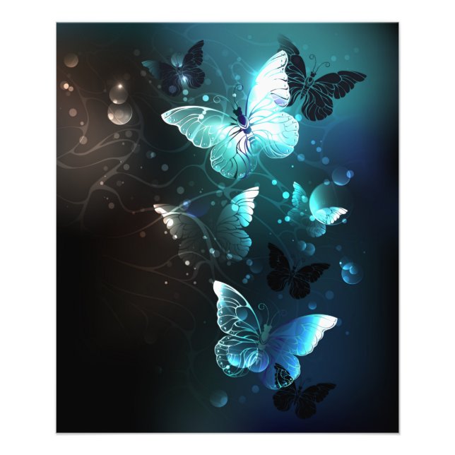 Mint Night Butterflies Fototryck (Framsidan)