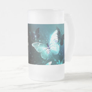 Mint Night Butterflies Frostat Ölglas