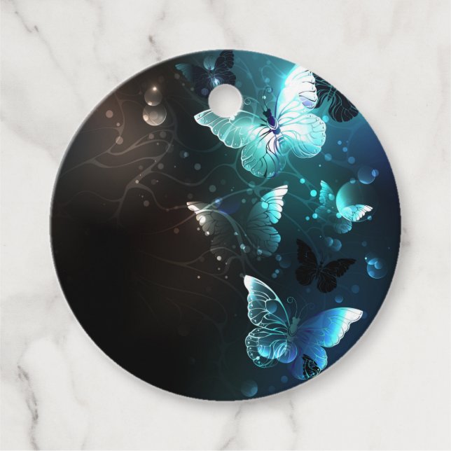 Mint Night Butterflies Gåvor Etiketter (Framsida)