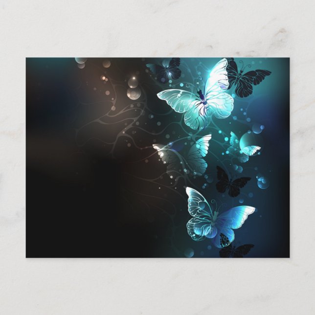 Mint Night Butterflies Inbjudan Vykort (Framsida)