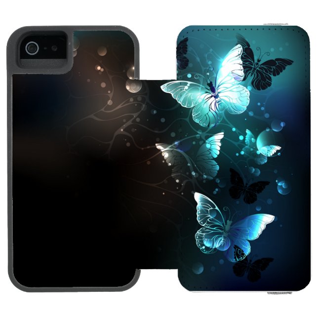 Mint Night Butterflies Incipio iPhone Wallet Skal (Folio Öppen)