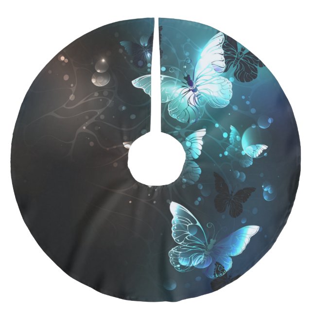 Mint Night Butterflies Julgransmatta Borstad Polyester (Framsidan)