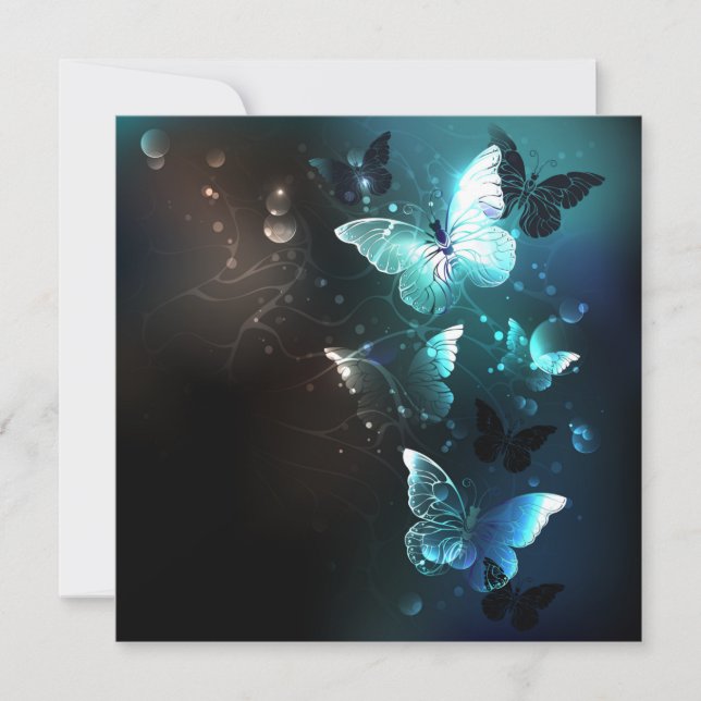 Mint Night Butterflies Julkort (Framsida)