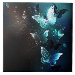Mint Night Butterflies Kakelplatta