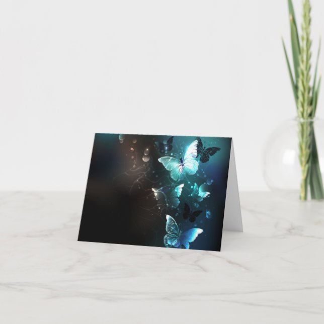 Mint Night Butterflies Kort (Framsida)
