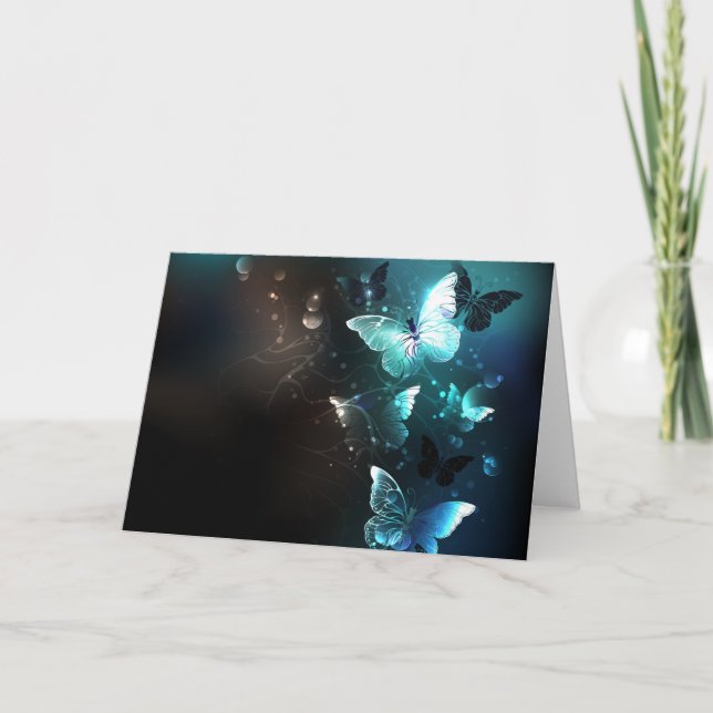 Mint Night Butterflies Kort (Framsida)