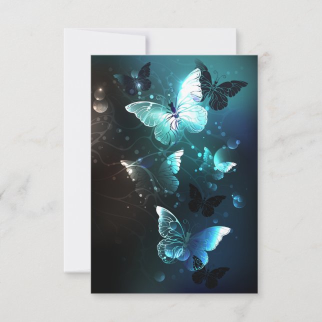 Mint Night Butterflies Kort (Framsida)