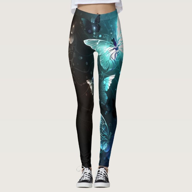 Mint Night Butterflies Leggings (Framsida)