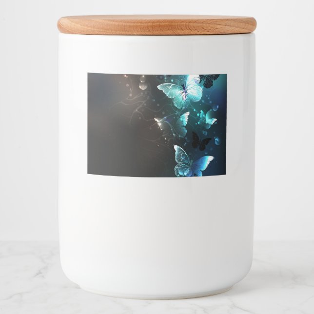 Mint Night Butterflies Mat Etiketter (Framsida)