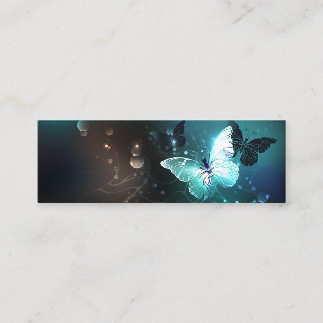 Mint Night Butterflies Mini Visitkort (Framsida)