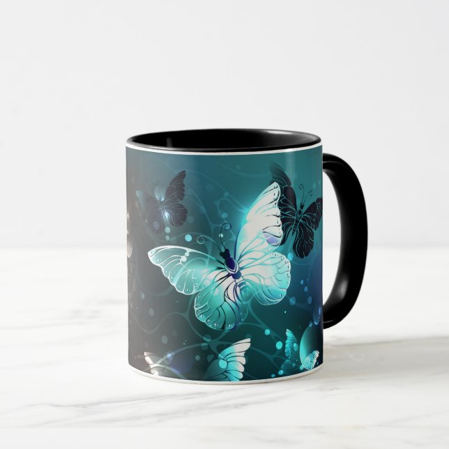 Mint Night Butterflies Mugg (Framsida höger)