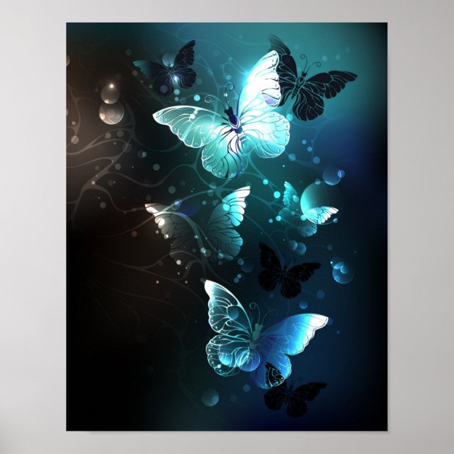 Mint Night Butterflies Poster (Framsidan)