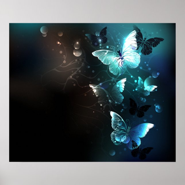 Mint Night Butterflies Poster (Framsidan)
