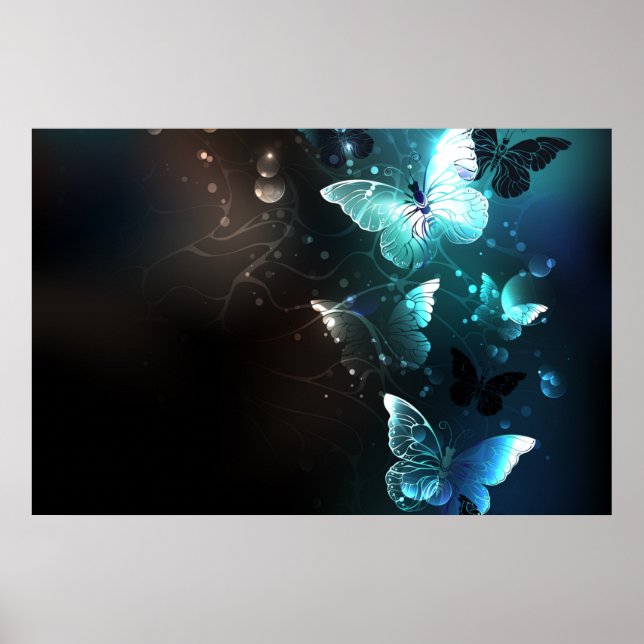 Mint Night Butterflies Poster (Framsidan)