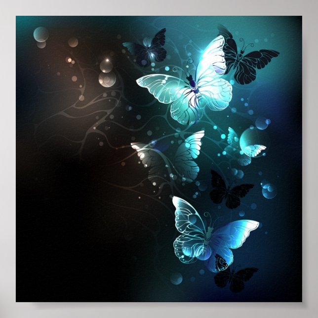 Mint Night Butterflies Poster (Framsidan)
