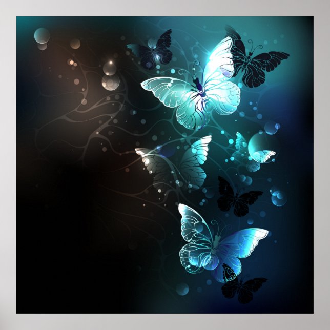 Mint Night Butterflies Poster (Framsidan)
