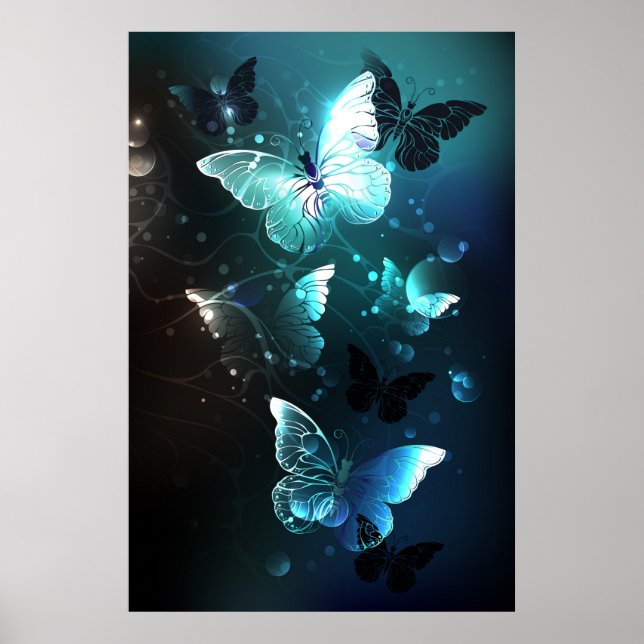 Mint Night Butterflies Poster (Framsidan)