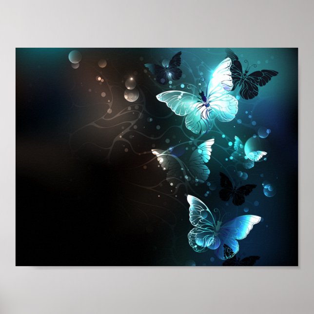 Mint Night Butterflies Poster (Framsidan)