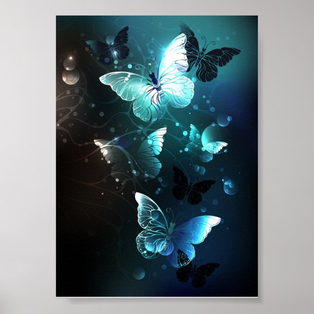 Mint Night Butterflies Poster (Framsidan)
