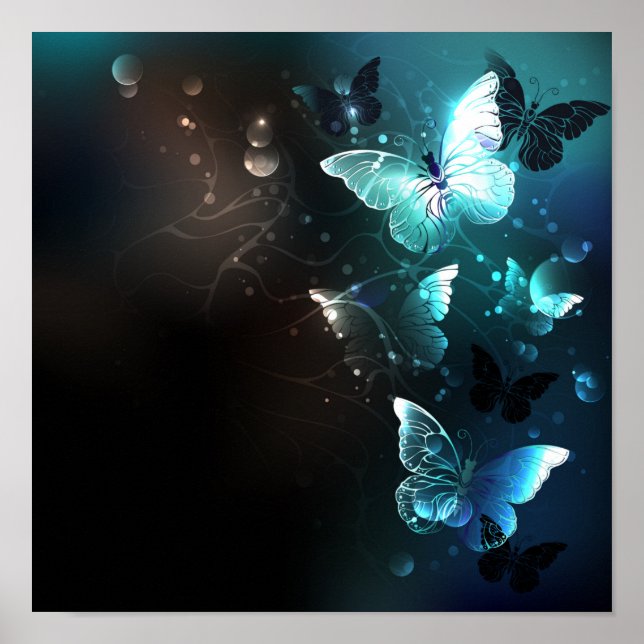 Mint Night Butterflies Poster (Framsidan)