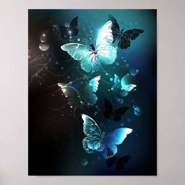 Mint Night Butterflies Poster (Framsidan)