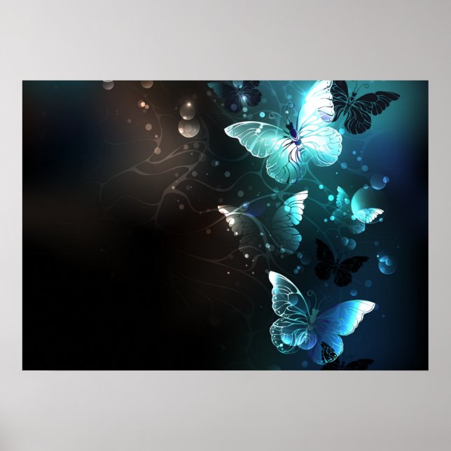 Mint Night Butterflies Poster (Framsidan)