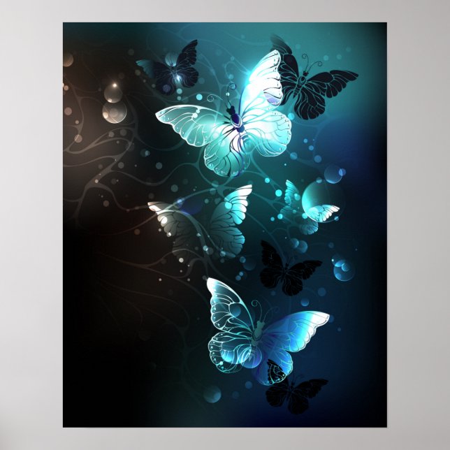 Mint Night Butterflies Poster (Framsidan)