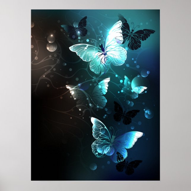 Mint Night Butterflies Poster (Framsidan)