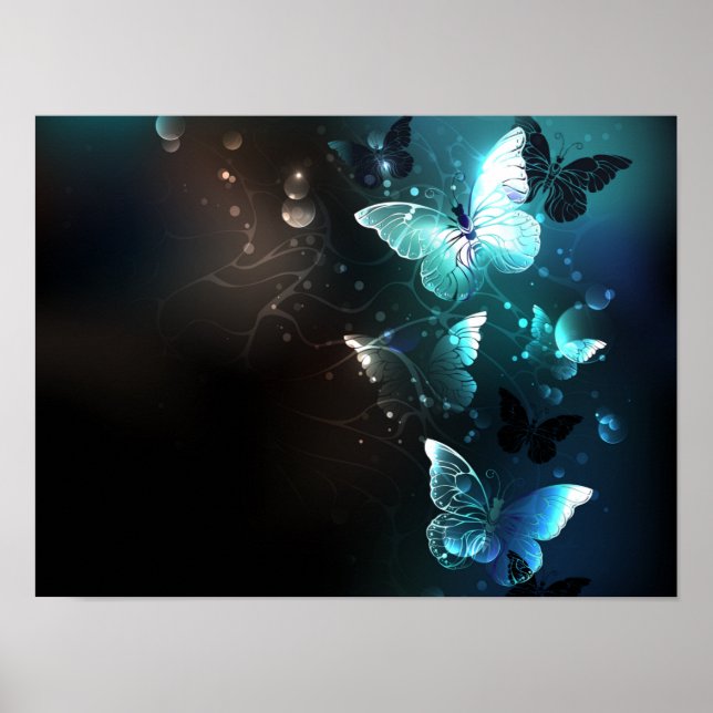 Mint Night Butterflies Poster (Framsidan)