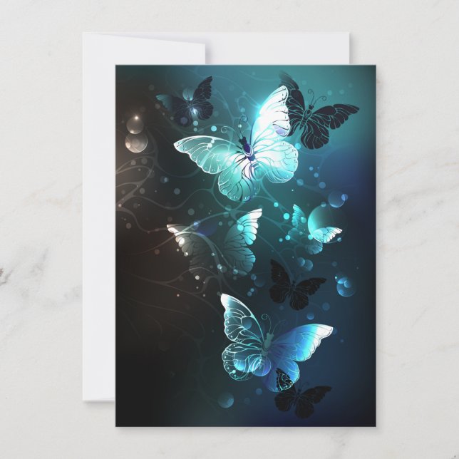 Mint Night Butterflies Tack Kort (Framsida)