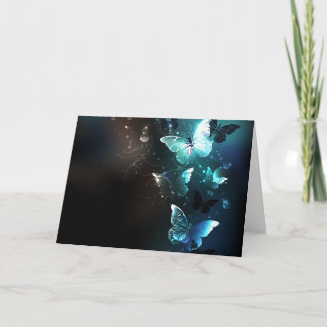 Mint Night Butterflies Tack Kort (Framsida)