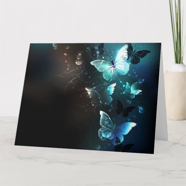 Mint Night Butterflies Tack Kort (Framsida)