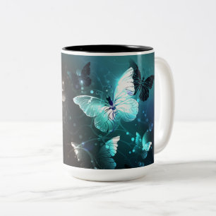 Mint Night Butterflies Två-Tonad Mugg
