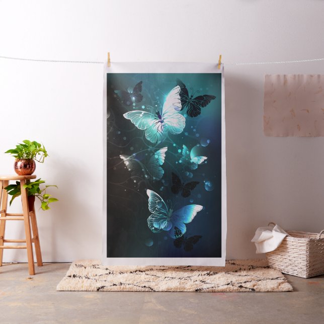 Mint Night Butterflies Tyg (In Situ)