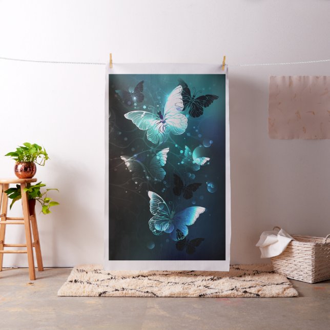 Mint Night Butterflies Tyg (In Situ)