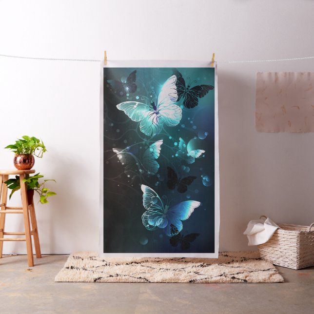 Mint Night Butterflies Tyg (In Situ)