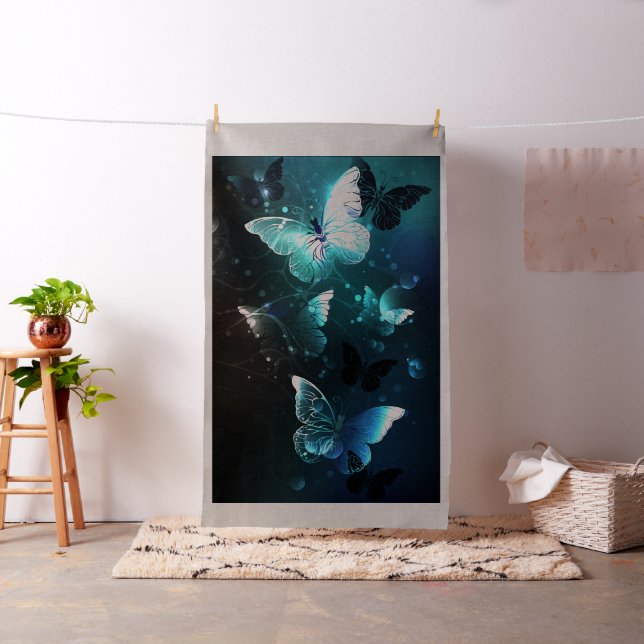 Mint Night Butterflies Tyg (In Situ)