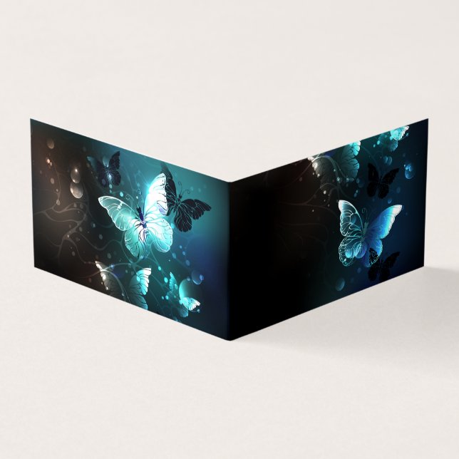 Mint Night Butterflies Visitkort (Utsida)