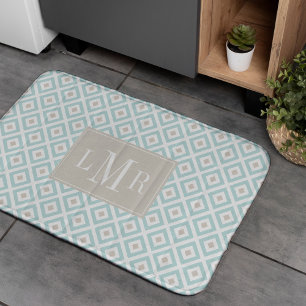 Mint och Beige Modern Monogram Badrumsmatta