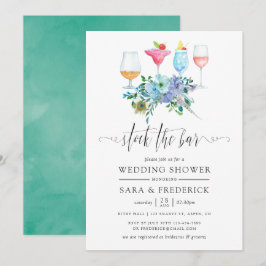 Mint- och blå boho-blommig påfyllning av bardisk inbjudningar