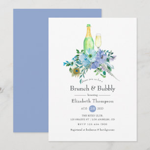 Mint och Blue Boho Brunch och Bubly Möhippa Inbjudningar